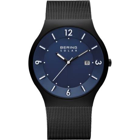 BERING - Montre solaire en acier inoxydable pour hommes de 40 mm en noir/noir