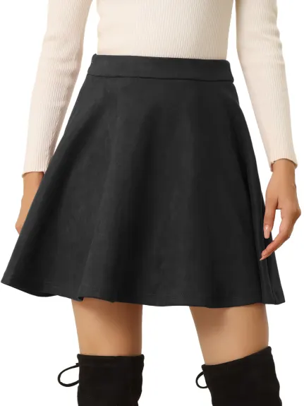 Allegra K- Faux Suede A-line Mini Skirt