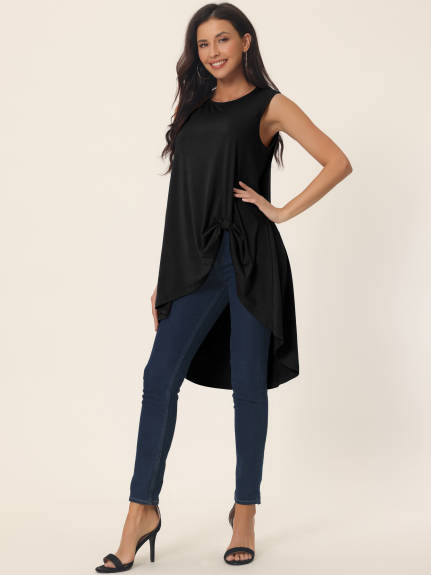 Allegra K- Sleeveless Asymmetrical Crewneck Blouse