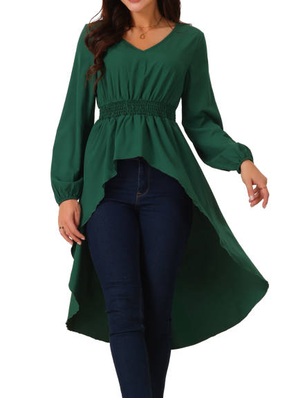 Allegra K - High Low  Irregular Hem Long Sleeve Blouse