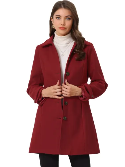 Allegra K- Manteau long à simple boutonnage avec poche