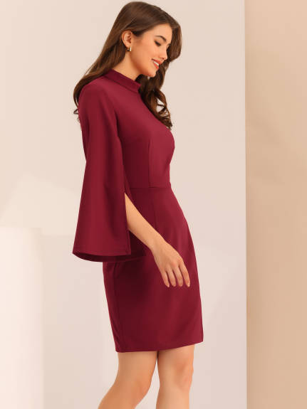 Allegra K- Split Sleeve Slim Fit Mini Bodycon Dress