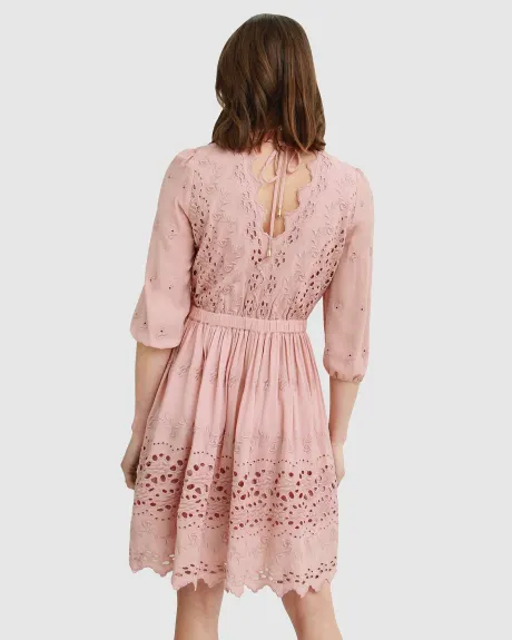 Belle & Bloom Sweet Talk Eyelet Mini Dress