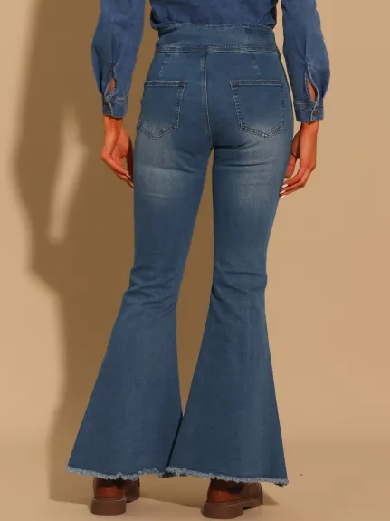 Allegra K- Bell Bottom Jeans High Rised Classic Flared Denim Pants