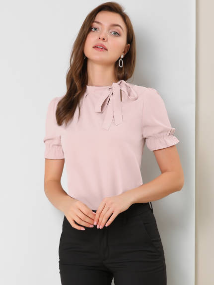 Allegra K - Tie Neck Summer Blouse Pack, Pink Combo 2