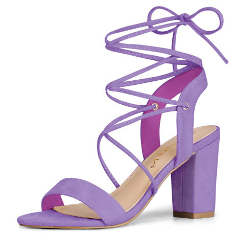 Allegra K- Lace Up Block High Heels Sandals