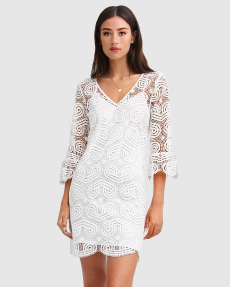 Irresistible Crochet Mini Dress - White