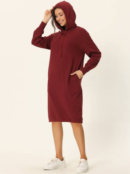 Allegra K- Pullover Sweatshirt Long Sleeve Hoodie Dress