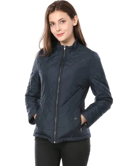 Allegra K- Veste matelassée légère zippée à manches longues