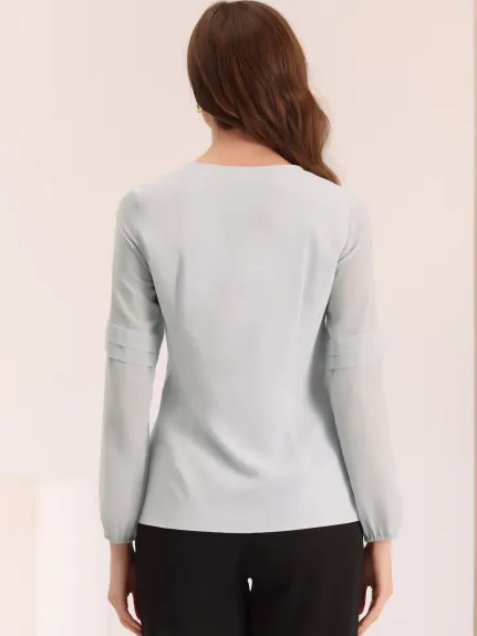 Allegra K- Long Sleeve Keyhole Neck Blouse Top