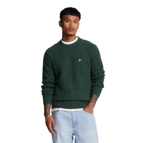 Lyle & Scott - Mens Marl Cable Knit Crew Neck Sweater