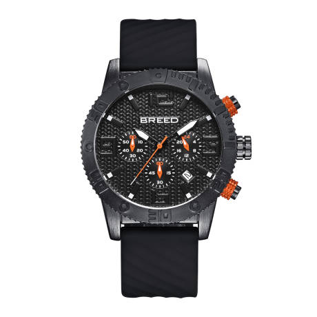 Breed Double Agent Chronograph Watch with Date - Black