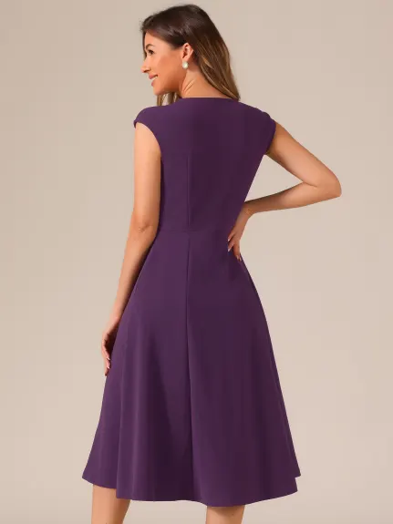 Allegra K - Elegant Cinched Waist A-Line Dress