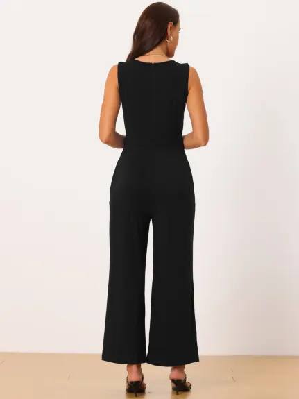 Allegra K - Stretchy Casual Belted Jumpsuit