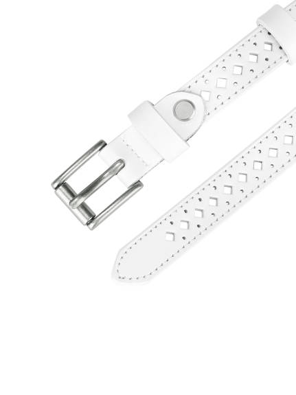 Allegra K- Skinny Faux Leather Hollow-out Thin Waist Belt