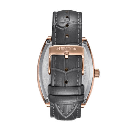 Heritor Automatic Masterson Semi-Skeleton Leather-Band Watch - Silver/Black