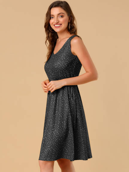 Allegra K- Polka Dots Elastic Waist Midi Sundress