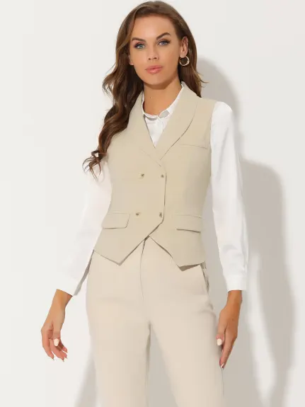 Allegra K- Gilet de costume dos nageur boutonné à revers châle