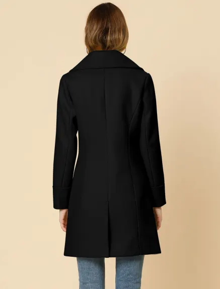 Allegra K- Notched Lapel Button Single Breasted Coat