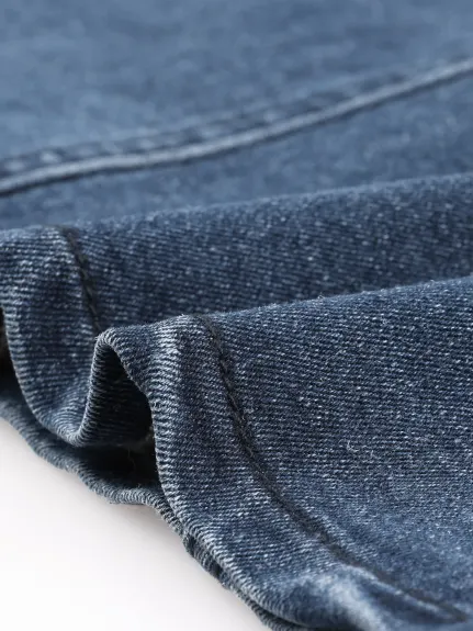 Allegra K- Jupe crayon en denim fendue à taille élastique