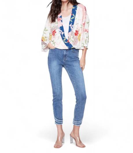 CHARLIE B - Floral Faux Wrap Top