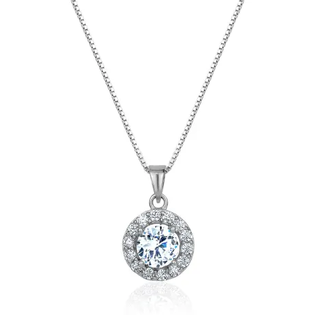 Club Rochelier 5A Cubic Zirconia Round Pendant Necklace