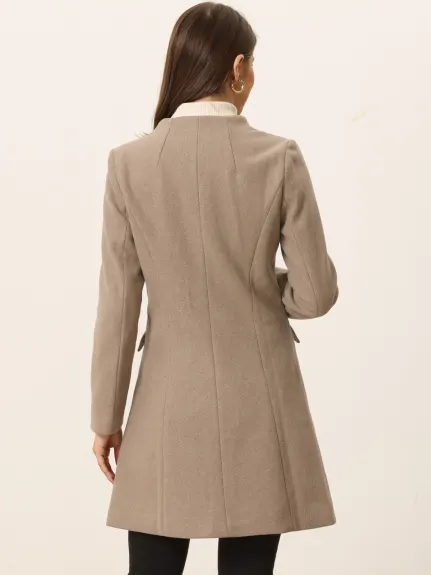 Allegra K - Manteau long à simple boutonnage et col en V