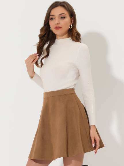 Allegra K- Faux Suede A-line Mini Skirt