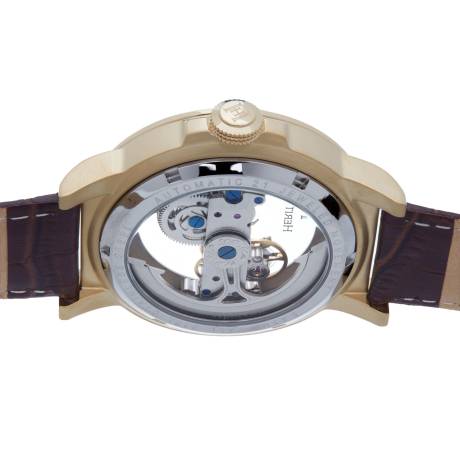 Montre automatique Heritor Xander semi-squelette avec bracelet en cuir - Argent/Bleu