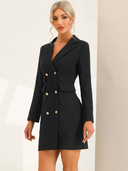 Allegra K- Robe blazer élégante avec poches