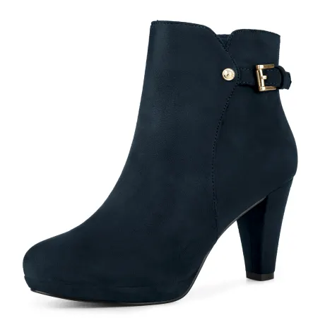 Allegra K- Platform Block Heel Winter Ankle Boots