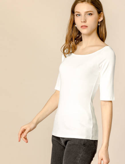 Allegra K- Half Sleeves Fitted Layering T-Shirt