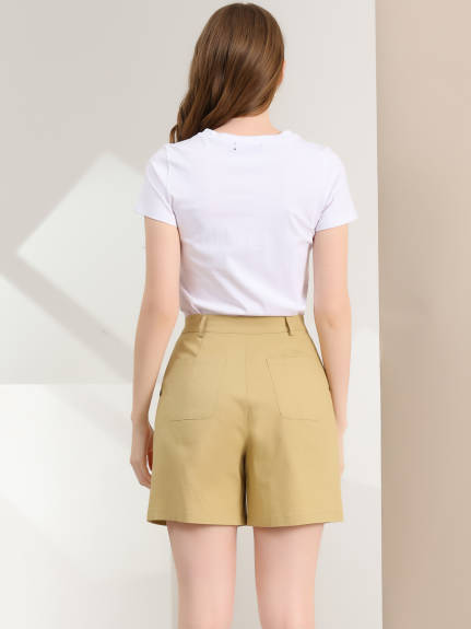 Allegra K - Cargo Straight Leg Shorts Bermuda Bottoms