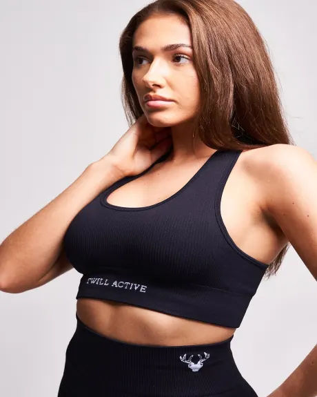 Twill Active - Soutien-gorge de sport Linea Recycled Rib Racer - Noir