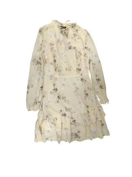 Allegra K- Mini-robe en mousseline à volants et col noué à fleurs