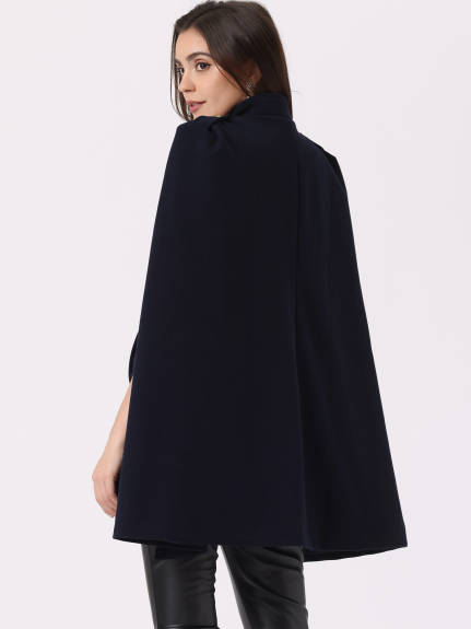 Allegra K - Slit Sleeve Double Breasted Cloak Coat