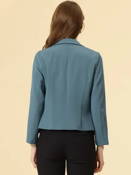 Allegra K- Open Front Casual Crop Suit Blazer Jacket