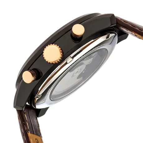 Heritor Automatic - Benedict Leather-Band Watch w/ Day/Date - Gold/Black