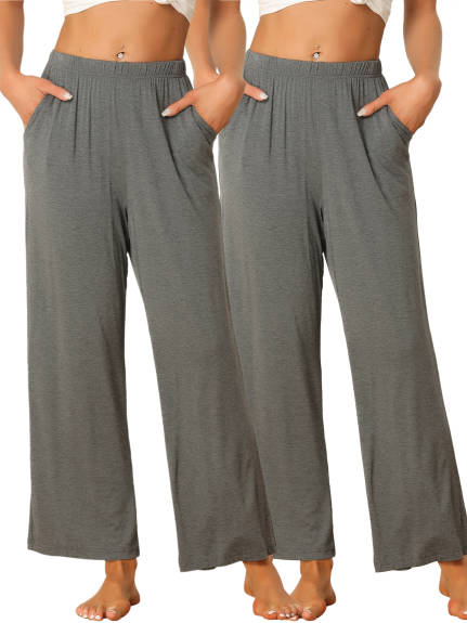 cheibear - Wide-Leg Sleep Pants 2-Pack, Combo 3