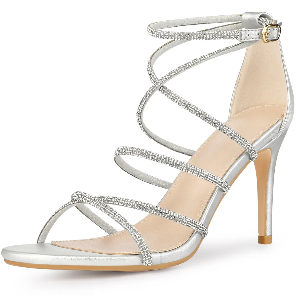 Allegra K- Open Toe Stiletto Heel Strappy Sandals