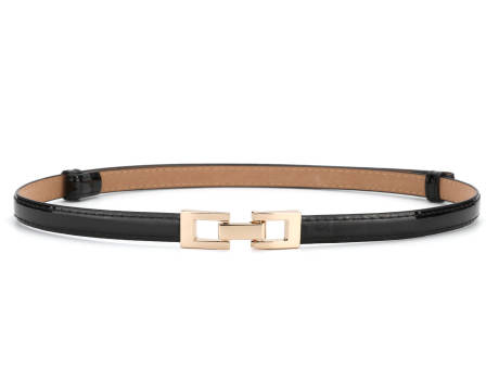 Allegra K- Adjustable Thin High Waist Belt Square Buckle