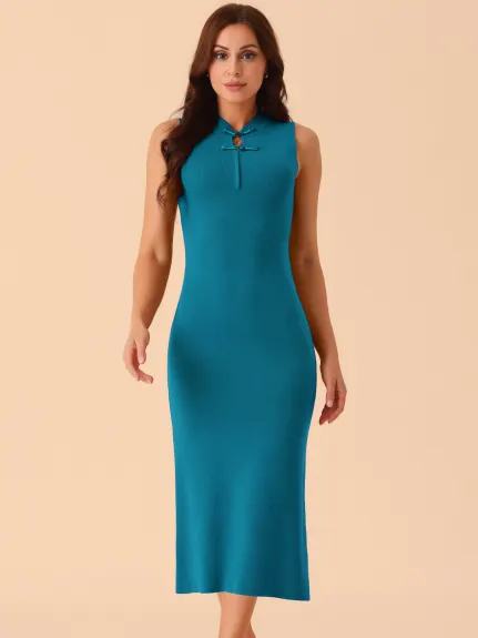 INSPIRE CHIC - Sleeveless Ribbed Knit Elegant Dress