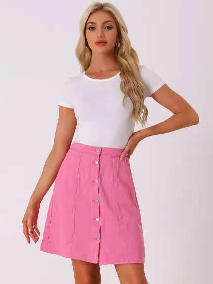 Allegra K- High Waist A-Line Denim Skirt