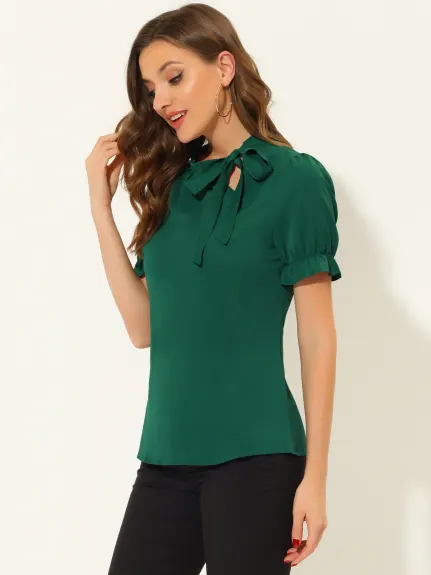 Allegra K - Bow Tie Neck Elegant Summer Top