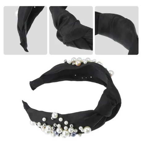 Unique Bargains - Faux Pearl Bead Fashion Knotted Headband