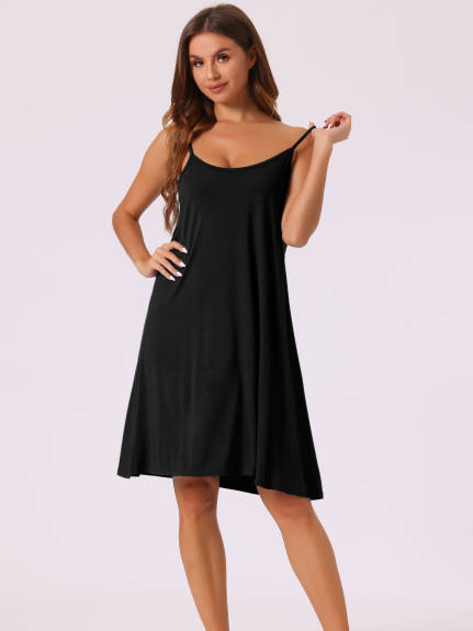 Cheibear - Cross Back Spaghetti Strap Nightgown