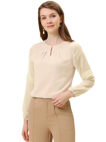 Allegra K- Long Sleeve Work Blouse Pack, White Combo 1