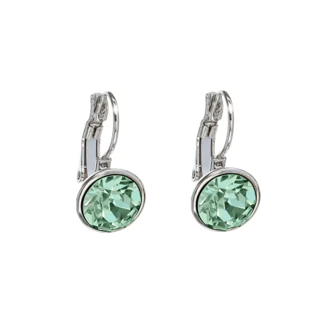 Silvertone Chrysolite Vintage Austrian Crystal Leverback Earrings - MICALLA