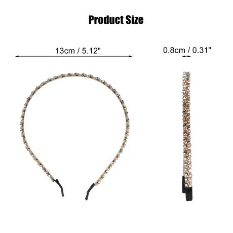 Unique Bargains- 2 Rows Rhinestone Hairband Headband