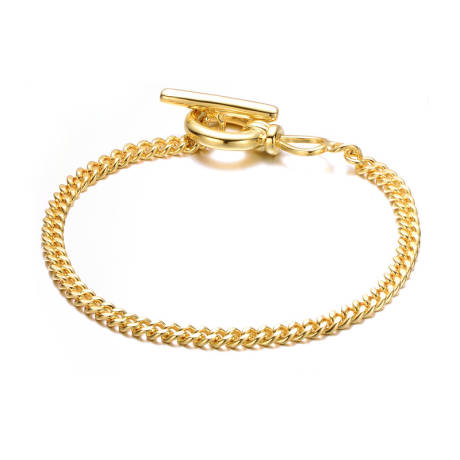 Rachel Glauber 14K Gold Plated with Clear Cubic Zirconia Chain Bracelet